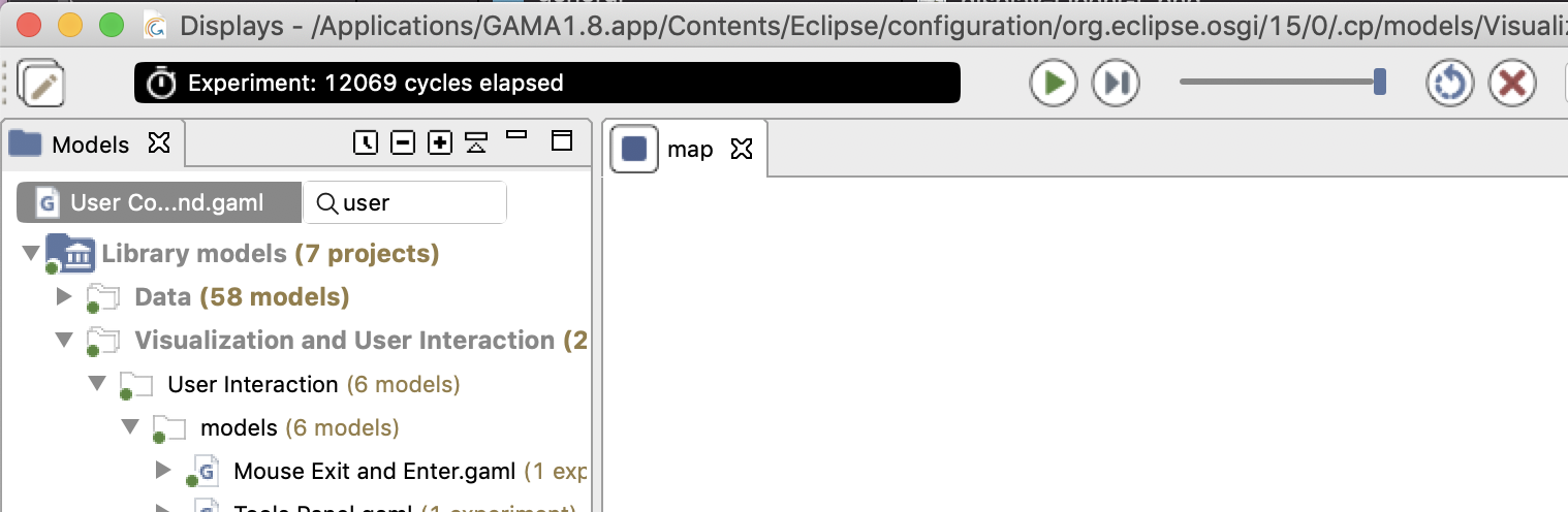 Experiment status toolbar when the simulation is running.