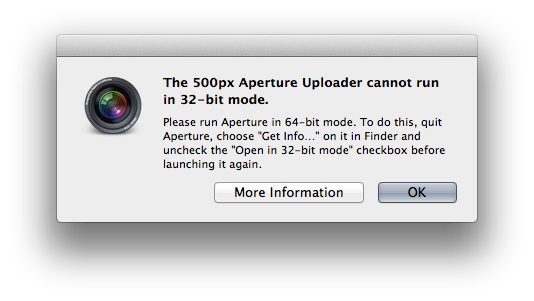 Aperture 32-bit Warning